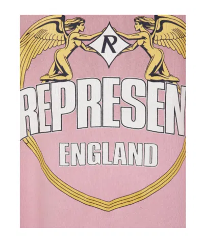 Represent Oversize Distressed Angel Border Graphic Hoodie In Pink