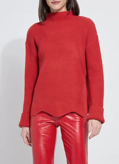 Lyssé Hyacinth Cozy Rib Scallop Edge Pullover In Red
