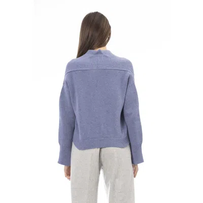 Alpha Studio Light Blue Merino Wool Cardigan In Blue