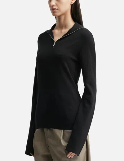 Entire Studios Zip Up Turtleneck In Black
