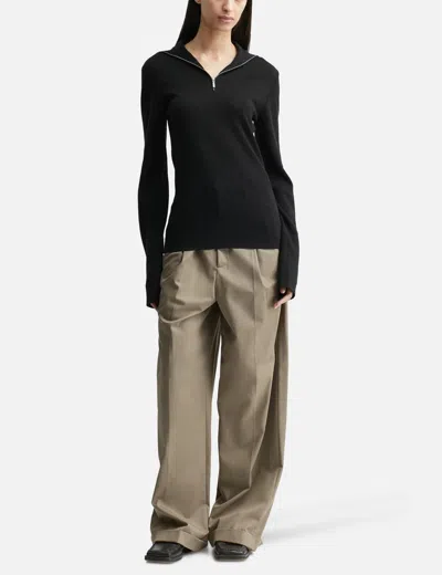 Entire Studios Zip Up Turtleneck In Black