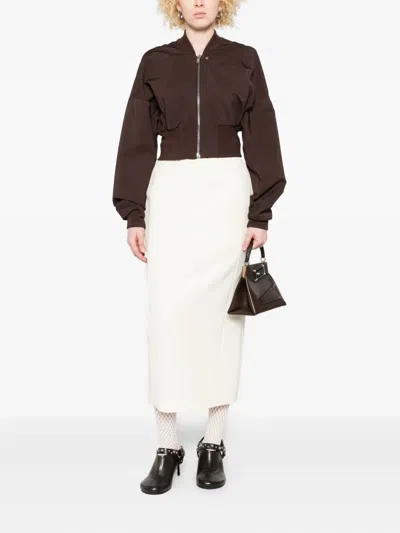 Rick Owens Zip-front Cropped Coat In Brown
