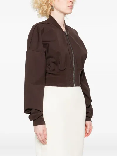 Rick Owens Zip-front Cropped Coat In Brown