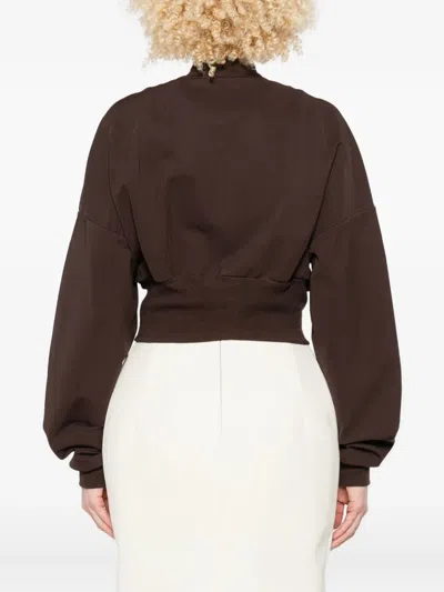 Rick Owens Zip-front Cropped Coat In Brown