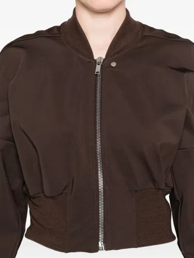 Rick Owens Zip-front Cropped Coat In Brown