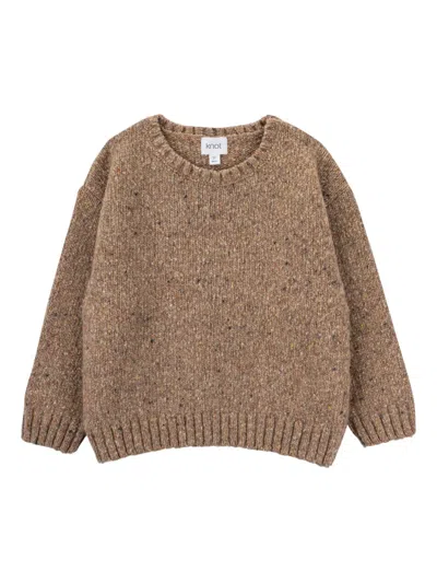 Knot Speckled Knitted Sweater In Brown