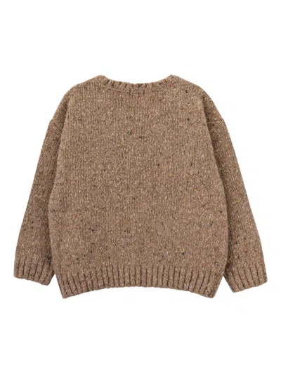 Knot Speckled Knitted Sweater In Brown