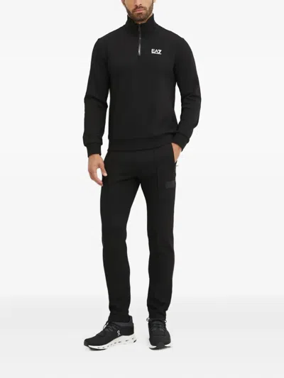 Ea7 Zip-up Sweatshirt In Black