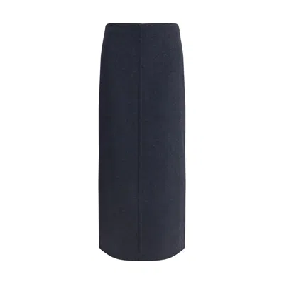 Brunello Cucinelli Women Virgin Wool Midi Skirt In Blue