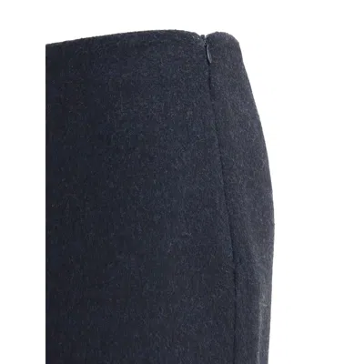 Brunello Cucinelli Women Virgin Wool Midi Skirt In Blue
