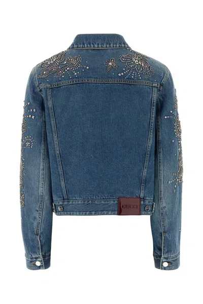 Gucci Stylish Denim Outerwear With Pockets And Sleeves In Blue