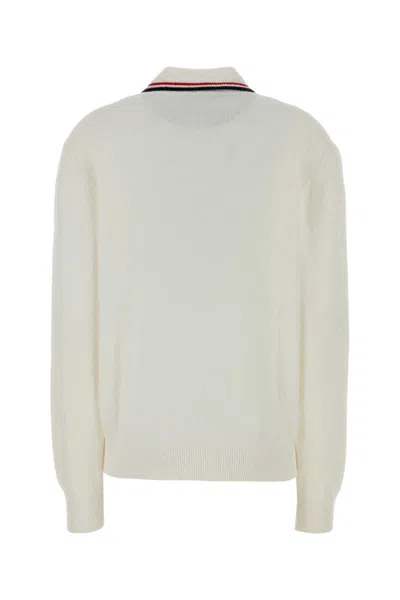 Miu Miu Stretch Cotton Blend Cardigan With Contrast Collar In White
