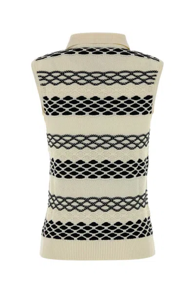 Loewe Cotton Vest With Collar And Ribbed Hem In White