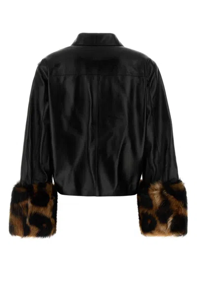 Loewe Leopard-print Shearling-trimmed Glossed-leather Jacket In Multi