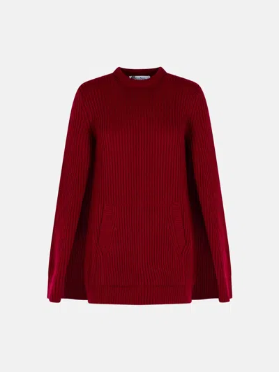 Max Mara 'astoria 1234' Cape Dress In Raspberry Wool And Cachemire In Red
