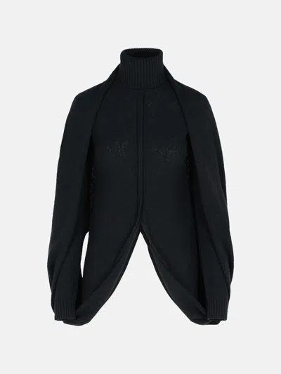 Sportmax 'adepto' Black Virgin Wool Blend High Neck Sweater In Black