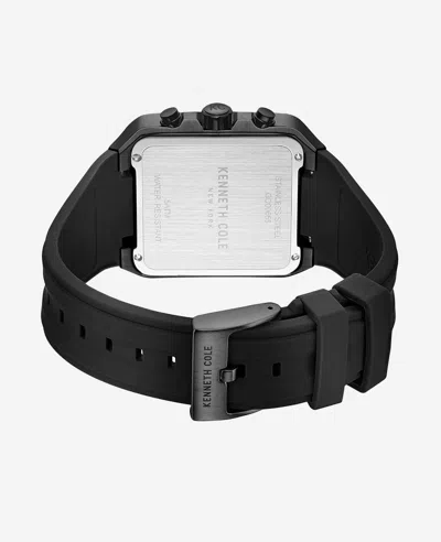 Kenneth Cole Skeleton Automatic Gold Tone Bezel Black Silicone Strap Watch