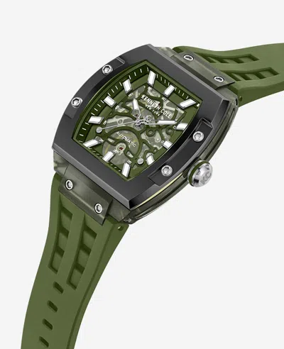 Kenneth Cole Skeleton Automatic Green Silicone Strap Watch