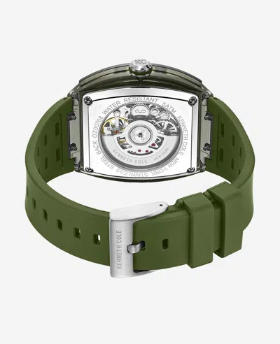Kenneth Cole Skeleton Automatic Green Silicone Strap Watch