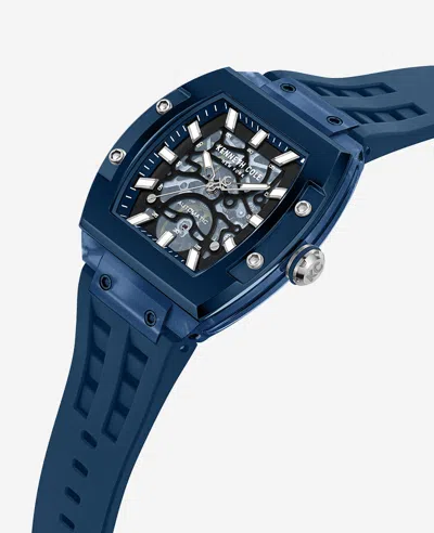 Kenneth Cole Skeleton Automatic Blue Silicone Strap Watch