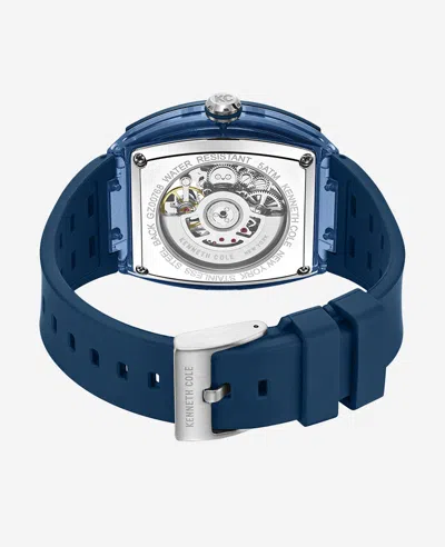 Kenneth Cole Skeleton Automatic Blue Silicone Strap Watch