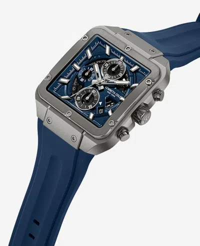 Kenneth Cole Skeleton Automatic Blue Silicone Strap Watch