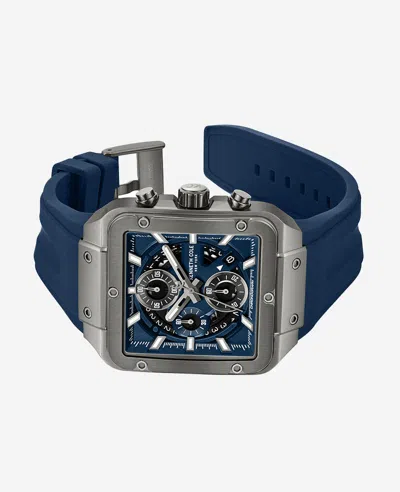 Kenneth Cole Skeleton Automatic Blue Silicone Strap Watch