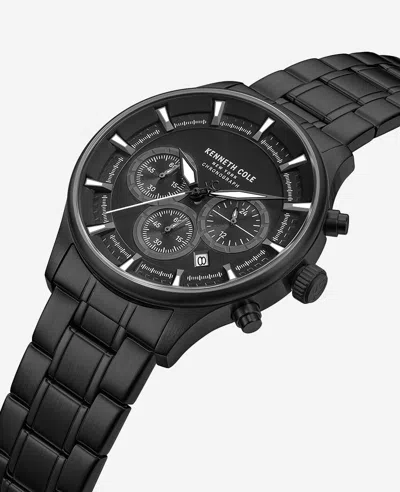 Kenneth Cole Skeleton Automatic Stainless Bracelet Watch In Black