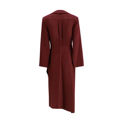 Crida Milano Bordeaux Silk Casual Dress In Red