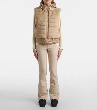 Bogner Yumi Hooded Quilted Plush And Recycled-satin Down Ski Vest In Brown