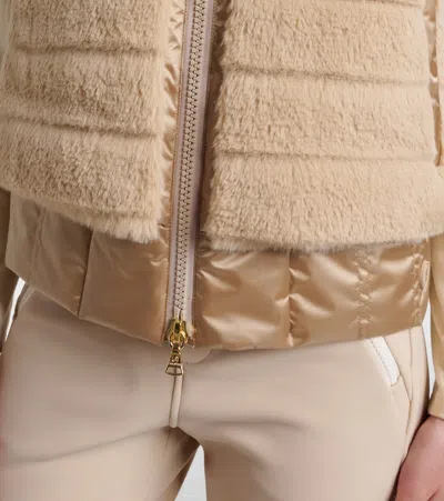 Bogner Yumi Hooded Quilted Plush And Recycled-satin Down Ski Vest In Brown