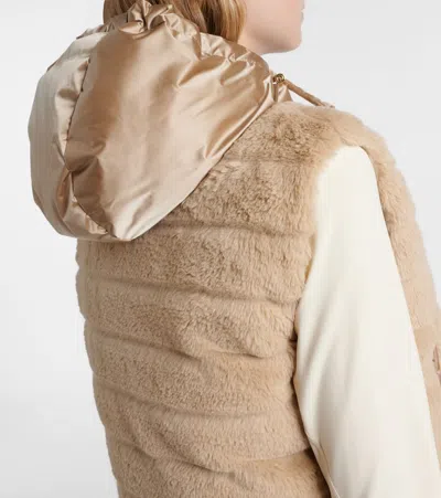 Bogner Yumi Hooded Quilted Plush And Recycled-satin Down Ski Vest In Brown