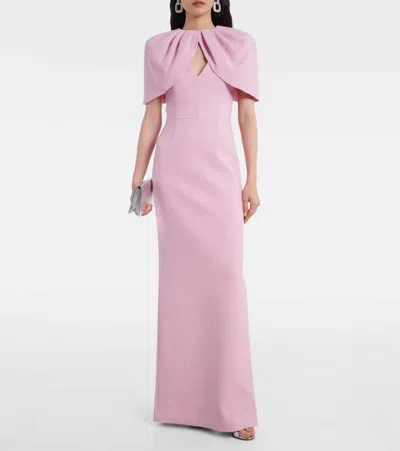 Rebecca Vallance Xena Petal-sleeve Keyhole Gown In Pink