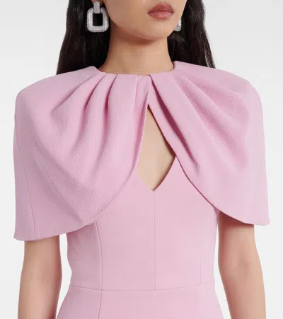 Rebecca Vallance Xena Petal-sleeve Keyhole Gown In Pink