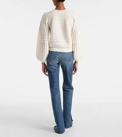 Chloé Jacquard Logo Cardigan Sweaters And Cardigans White In Neutral