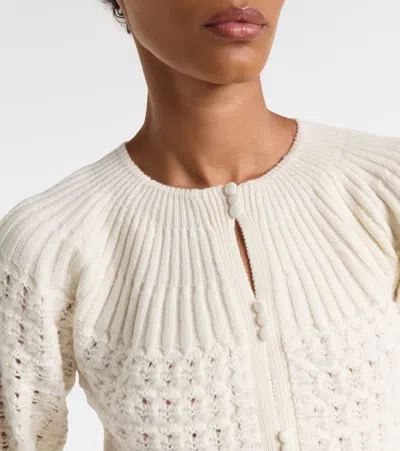 Chloé Jacquard Logo Cardigan Sweaters And Cardigans White In Neutral