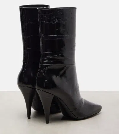 Givenchy Sliced Square Ankle Boots In Shiny Leather In Black