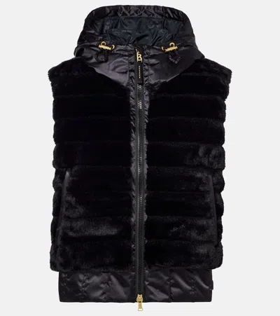 Bogner Yumi Hooded Quilted Plush And Recycled-satin Down Ski Vest In Black
