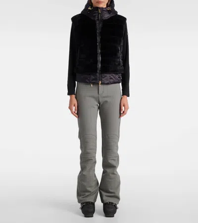 Bogner Yumi Hooded Quilted Plush And Recycled-satin Down Ski Vest In Black