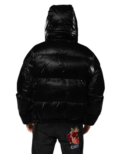Pre-owned Dolce & Gabbana Black Logo Full Zip Hooded Quilted Men's Jacket ()