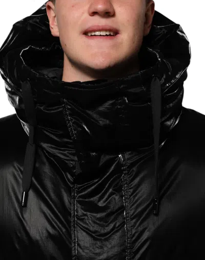 Pre-owned Dolce & Gabbana Black Logo Full Zip Hooded Quilted Men's Jacket ()
