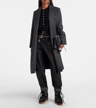 Isabel Marant Nowla Knitted Lace-up Ankle Boots In Black