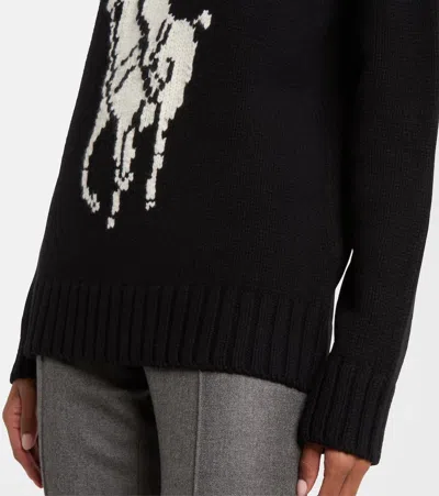 Polo Ralph Lauren Wool Big Pony Rollneck Sweater In Black