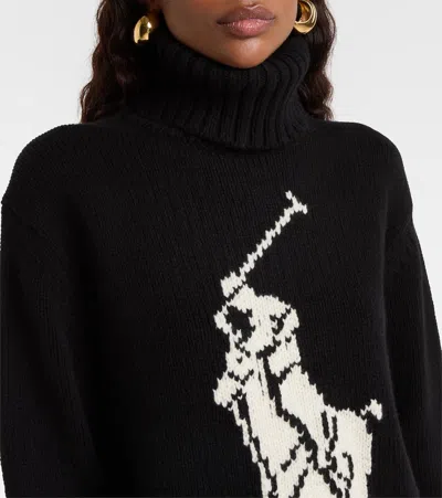 Polo Ralph Lauren Wool Big Pony Rollneck Sweater In Black