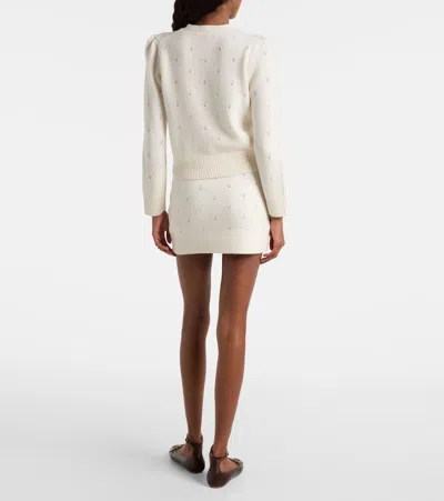 Chloé Wool And Cashmere Fitted Sweater With An Openwork Motif Clothing In White