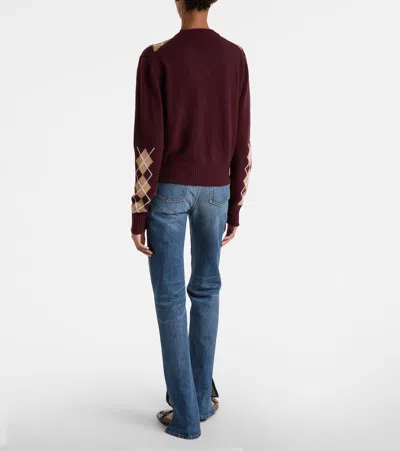 Chloé Chloe Argyle-intarsia Wool And Cashmere-blend Jumper In Burgundy