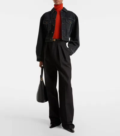 Saint Laurent Giacca Anni 80 In Denim Blu Nero Scuro In Black