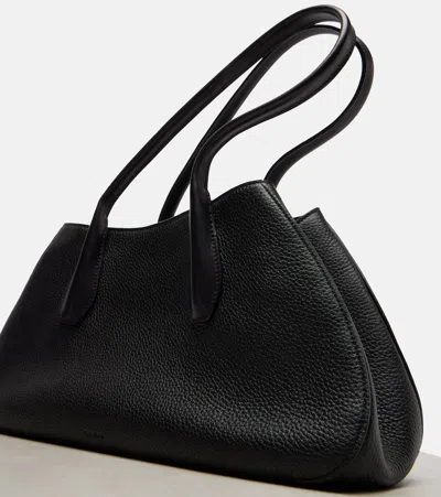 The Row Alger Geometric Shoulder Bag In Leather In Black