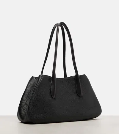 The Row Alger Geometric Shoulder Bag In Leather In Black