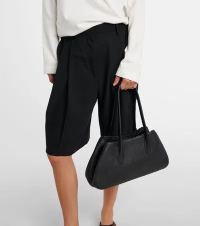 The Row Alger Geometric Shoulder Bag In Leather In Black